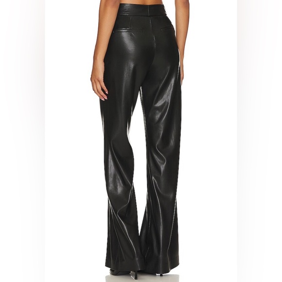 Alice + Olivia NWT Dylan Faux Leather Wide Leg in Black, size 4 - Picture 3 of 12